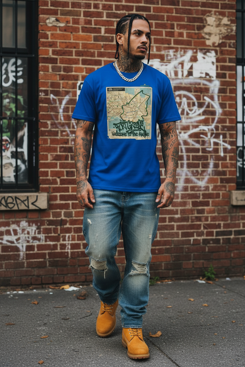Fort Greene Tee – Puerto Rican Model Front View Posted Up